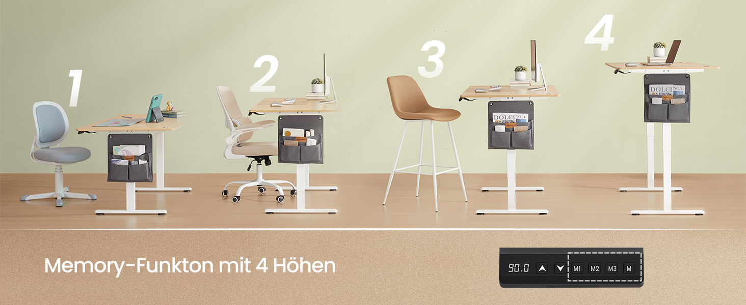 SONGMICS Стол письменний з регулюванням висоти, електричний, з пам'яттю 4 положень, vintage brown-matte black, LSD026X01