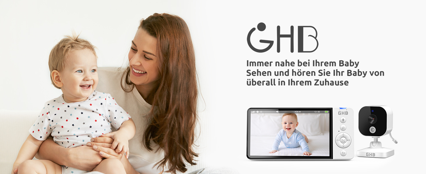 Відеоняня GHB з камерою, 5 дюймів, IPS дисплей 720P, з функцією ручного повороту