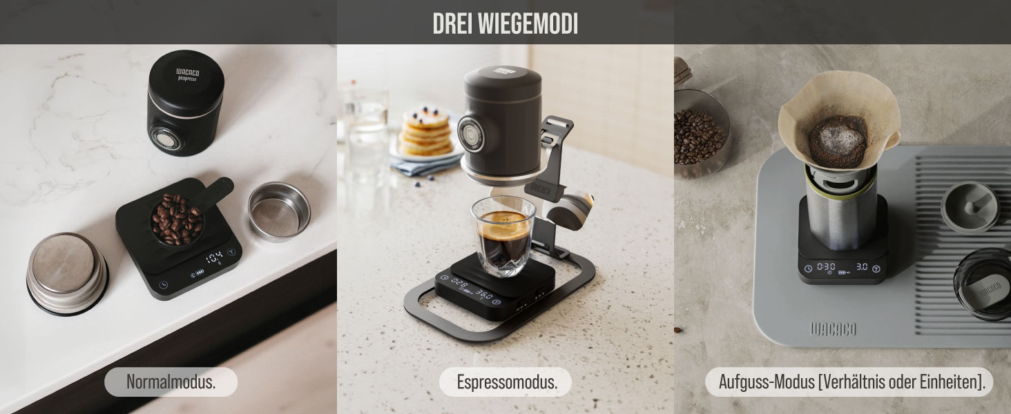 WACACO Exagram Pro: Цифрова кухонна вага з таймером, супер-міні, 3 режими (Espresso), акумуляторна, чорна