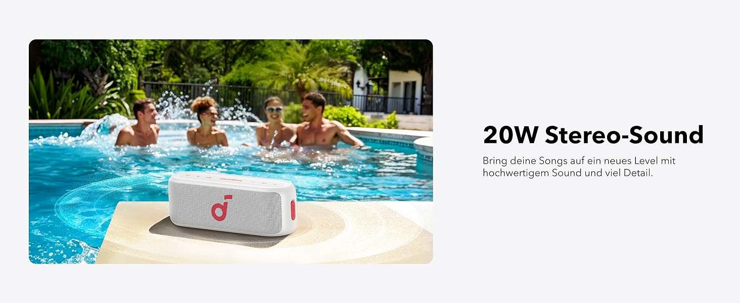 Soundcore Select 2S: Портативна Bluetooth-колонка з 20W, BassUp™ та IPX7 захистом (біла)