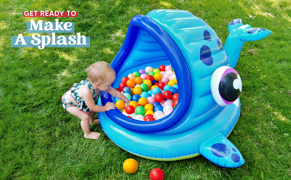 Надувний дитячий басейн JOYIN з сонцезахистом та дахом (1.42м x 1.37м x 0.71м) для літа, іграшка для веселощів