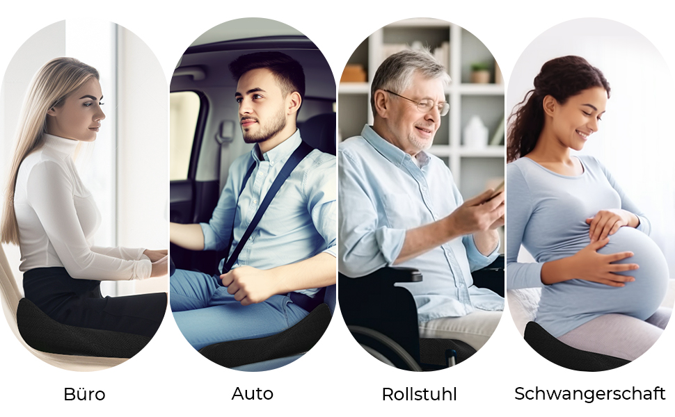 Ортопедична подушка для сидіння AUVON: комфорт при геморої, простатиті, болях у попереку та під час вагітності. Підходить для офісного крісла, авто та інвалідного візка. Чорний колір.