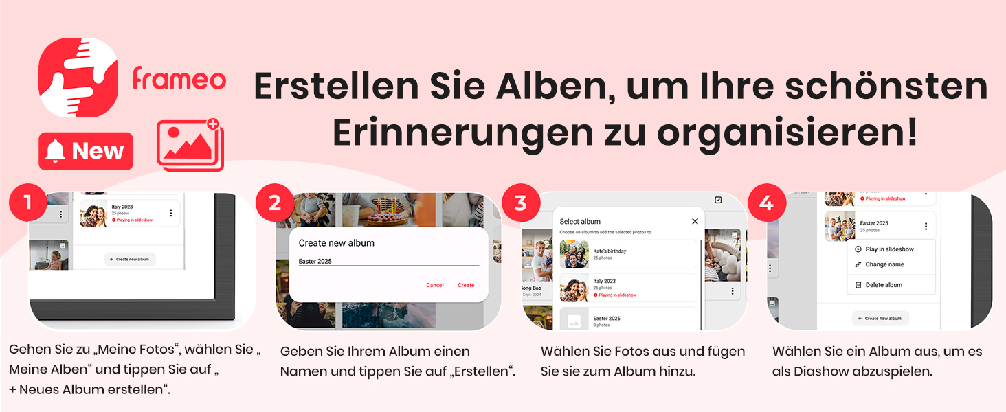 FRAMEO Цифровий фотоальбом 10.1 дюйма з Wi-Fi, IPS сенсорний екран, 32GB пам'яті, автоповорот, чорний