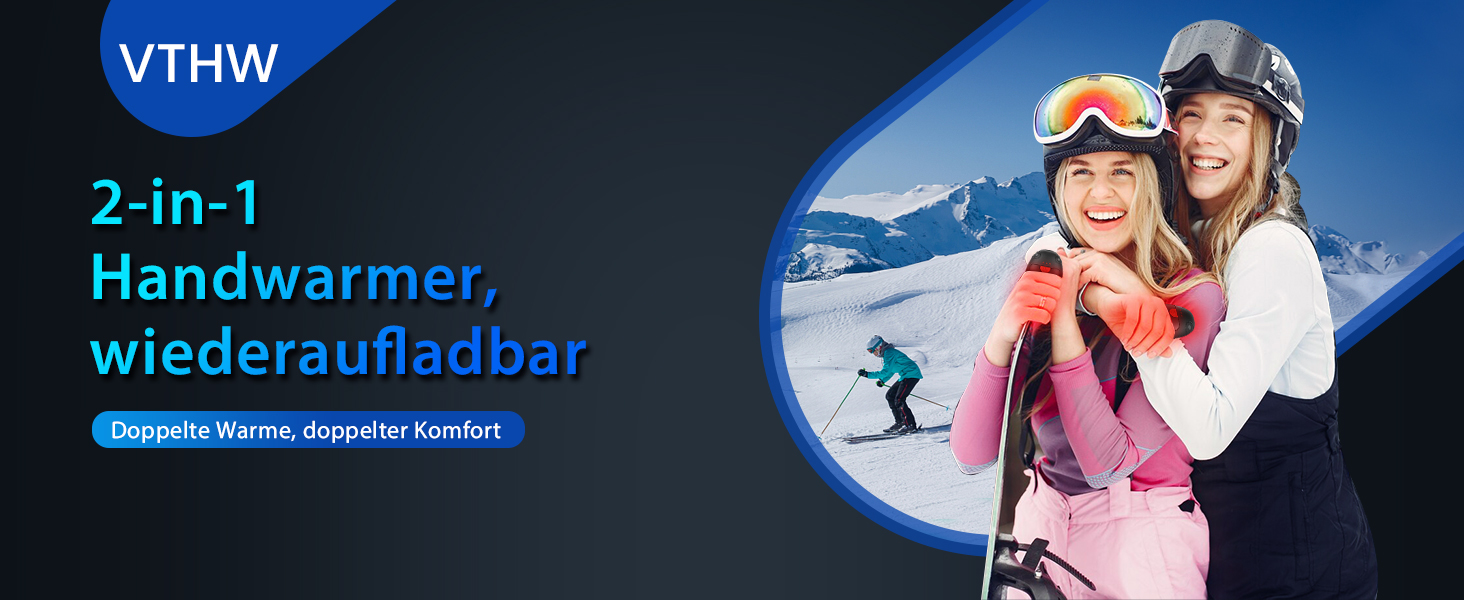 Електричні грілки для рук VTHW, 2 шт. - перезаряджаються, 20 годин тепла, 3 температурні режими, USB, для спорту та Raynaud's/артрит (чорний)