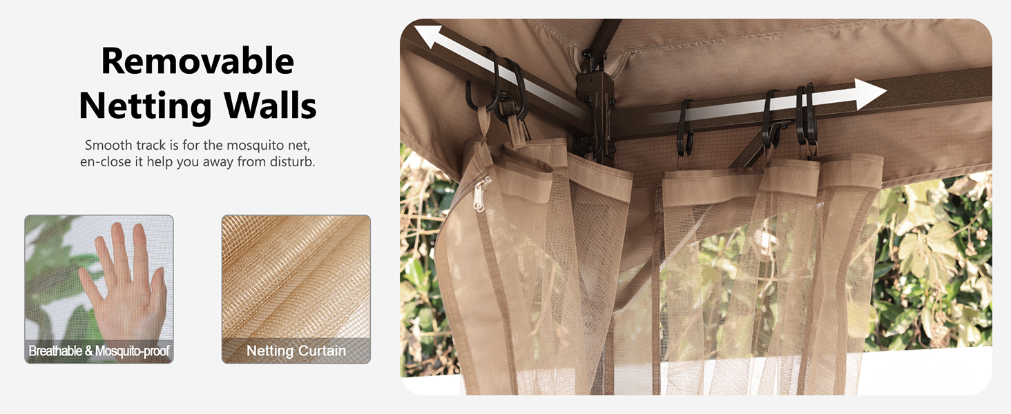 Павільйон садовий ABCCANOPY 2.5x2.5м водонепроникний, з сіткою, зимостійкий, сірий - для вечірок та захисту від сонця та дощу