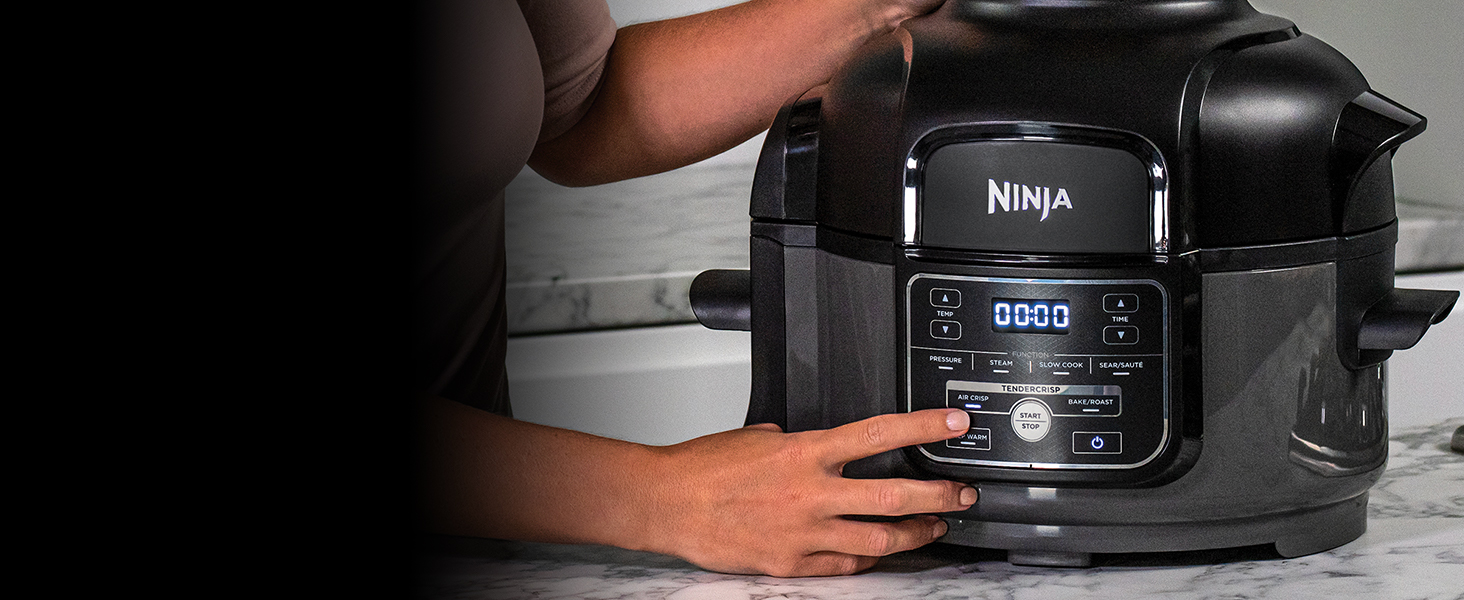 Мультиварка Ninja Foodi 6-in-1 Multi-Cooker Mini [OP100EU] 4.7 л, скороварка 6-в-1, мультипіч, повільна плита, 1460 Вт, сірий/чорний