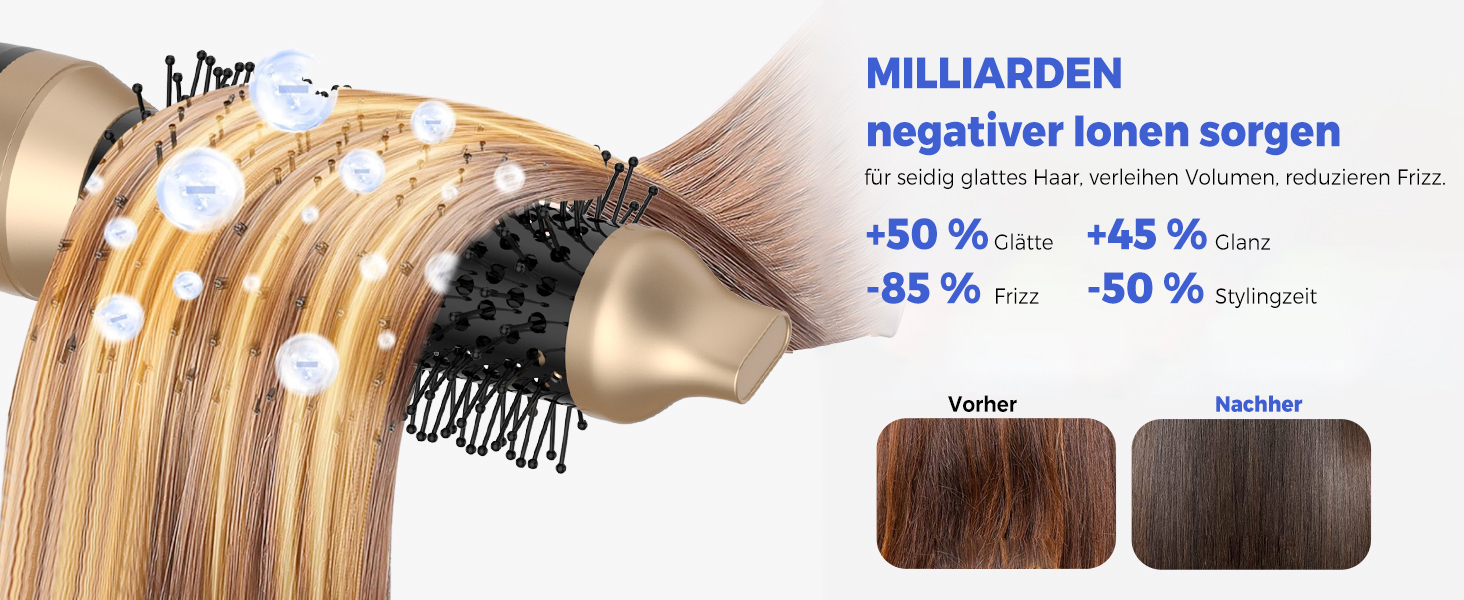 UMIGA Airstyler 5 в 1: Фен-щітка, кругла щітка, плойка та випрямляч для волосся 1000 Вт, 3 режими нагріву, рожево-чорний