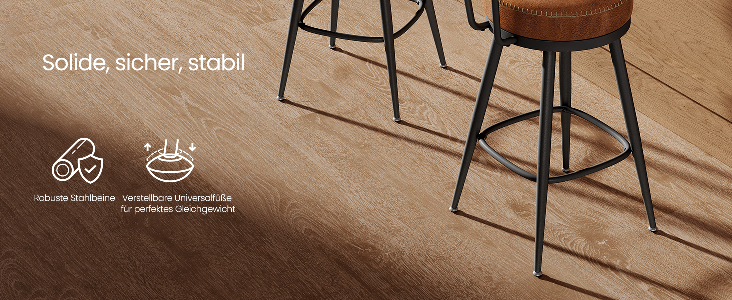 EKHO Collection - Набір барних стільців з 2 штук зі штучної шкіри - карамельно-коричневий / 54 x 54 x 91 см