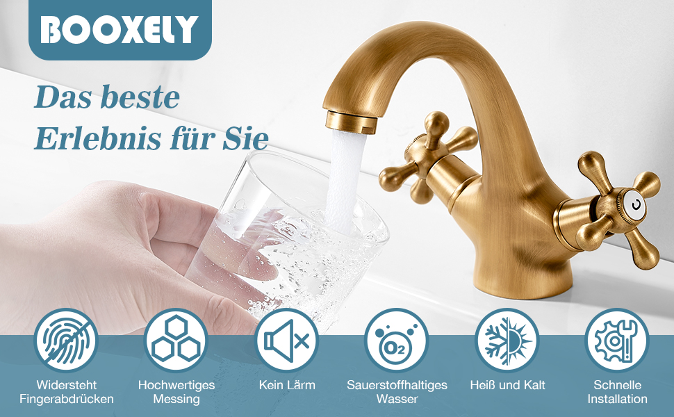 Змішувач для ванної кімнати з міді, ретро стиль, 2-вентильний, G3/8, для мийки, антична мідь