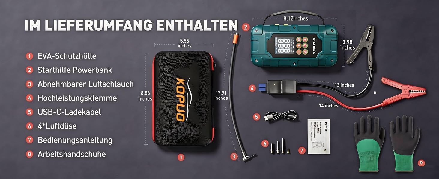 Пусковий пристрій (бустер) 7000A з компресором для автомобіля 12V, Powerbank, колір A-Зелений