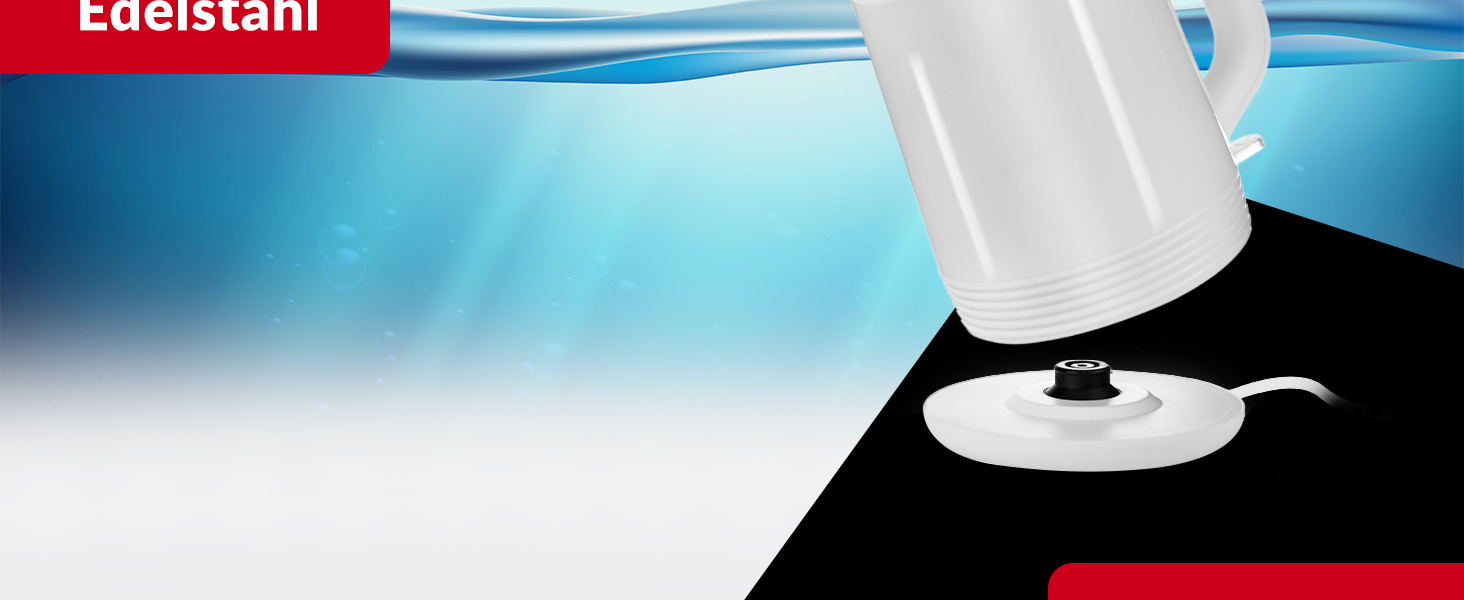 Електричний чайник Lehmann Edelstahl 2L, 2200W з подвійними стінками, автоматичним відключенням та захистом від перегріву, BPA-free, для великих сімей та офісів (Білий)