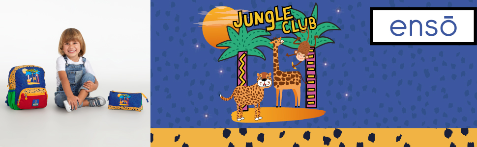 Синій Enso Jungle Club, 50 х 38 х 20 см, жорсткий пластик, бічна комбінована застібка, 34 л, 1,8 кг, 4 колеса (сумка)