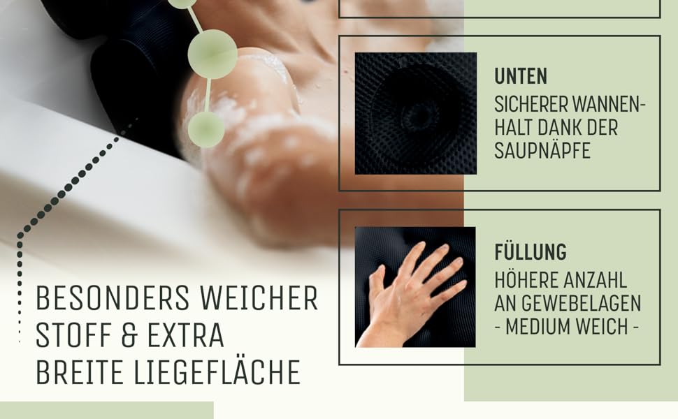 Підголовник для ванни SilverRack MEDIUM-WEICH [Темно-Сірий 4D] з присосками - ергономічна подушка для ванни