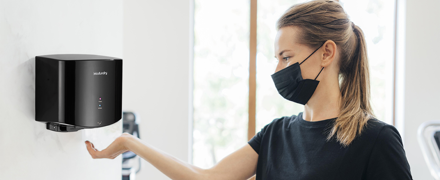 Автоматичний електричний сушар для рук настінний для дому та офісу, чорний