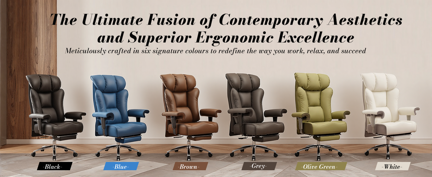 Офісний крісло Efomao XXL 200 кг з підставкою для ніг, сіре. Крісло для керівника з екошкіри, висока спинка, регульовані підлокітники, підтримка попереку для дому та офісу.