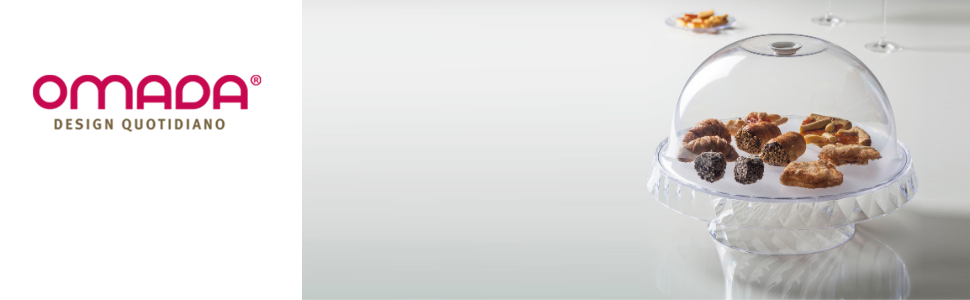 Форма для випічки Omada Design Linea Diamond з акрилу, 36 см, з кришкою, для фруктів та випічки, Made in Italy