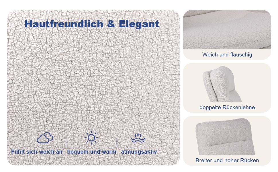 Крісло для дому та офісу Youhauchair з кашеміру, ергономічне, з високою спинкою, регульована висота, кремовий колір