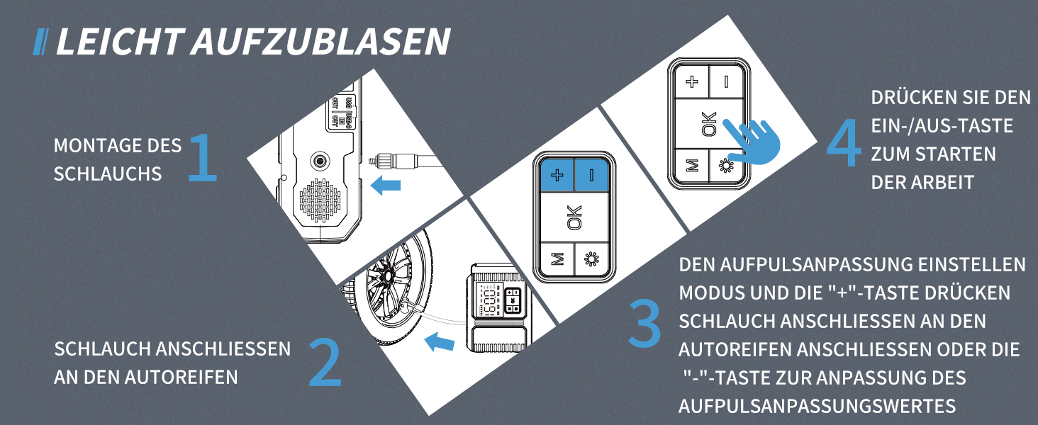 Портативний пусковий пристрій BRPOM з компресором та LED-ліхтарем, 26800mAh, 160PSI, сумісний з бензиновими та дизельними двигунами (до 12.0L)