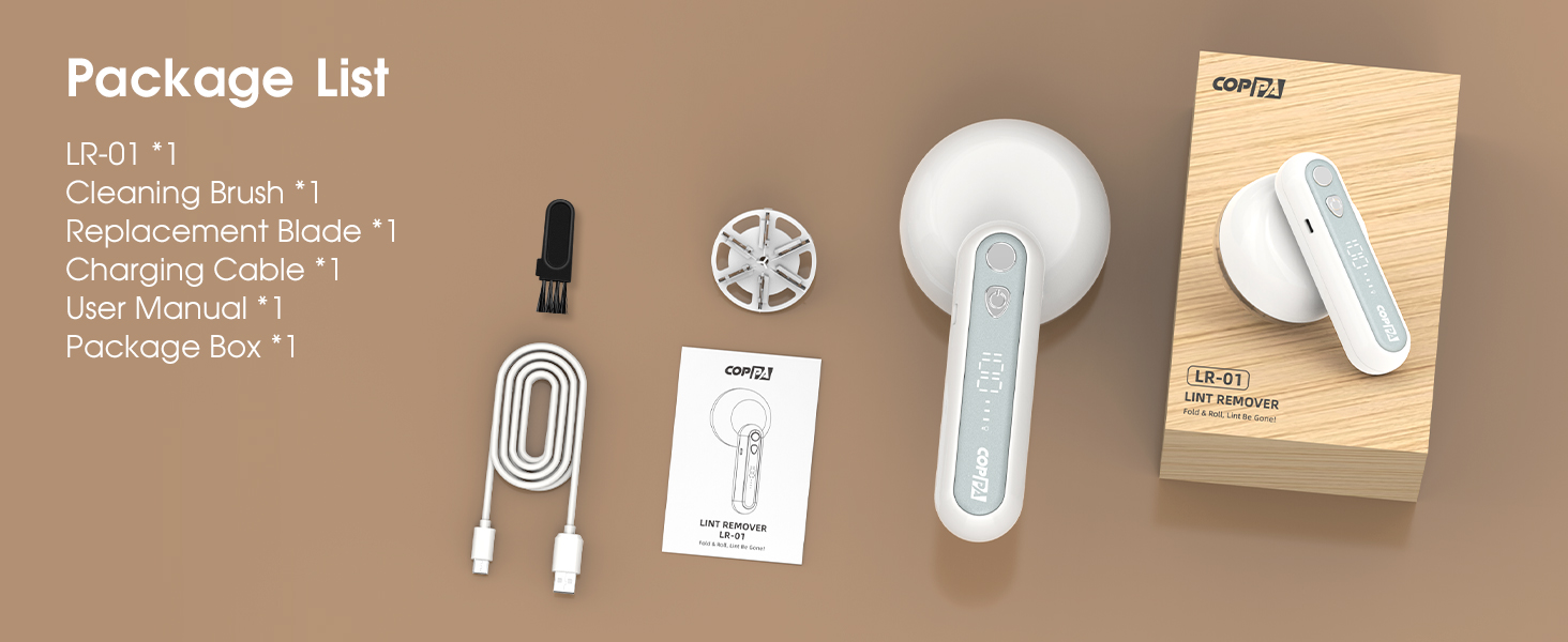 Електричний видальник ворсу 6-лезовий, перезаряджається, з індикатором заряду, для одягу, білий