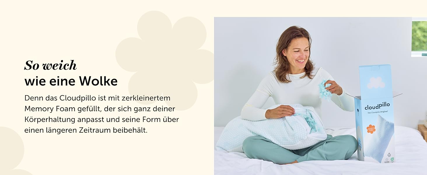Cloudpillo Подушки з піною з пам'яті - комплект 2 шт., регульована висота, 40x80 см, ергономічні та гіпоалергенні подушки
