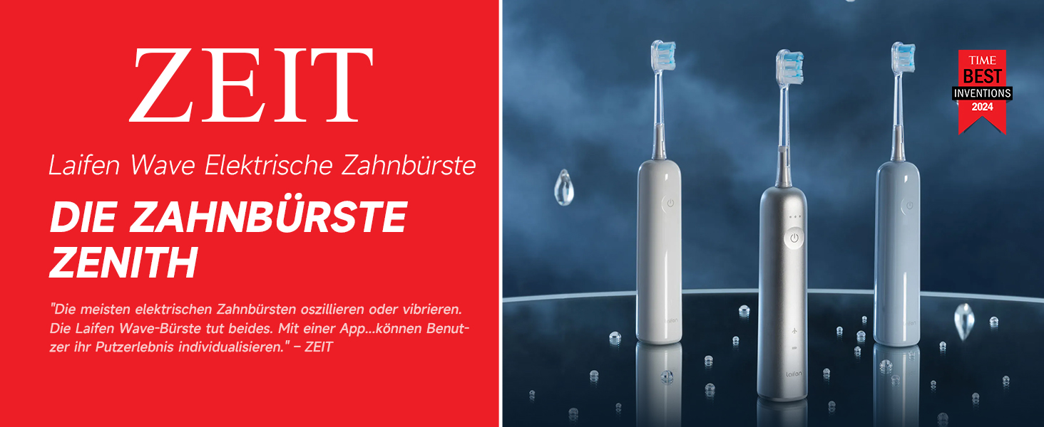 Електрична звукова зубна щітка Laifen Wave з 3 насадками, сіра, водонепроникна (IPX7), з магнітною зарядкою, для дорослих