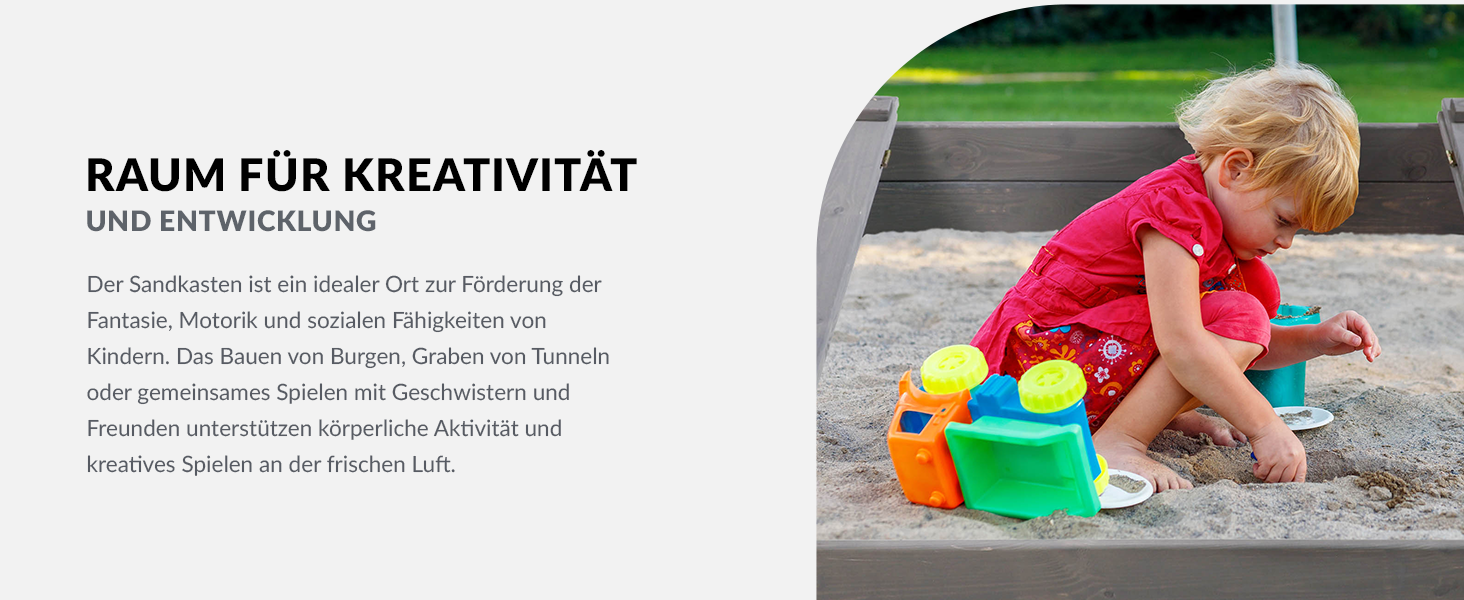 Пісочниця KOTARBAU® з кришкою, 120x120 см, дерево, сіра, з лавками