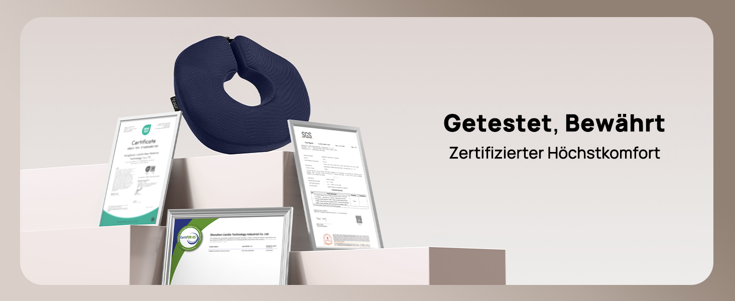 Ортопедична подушка-кільце Feagar: ергономічний сидіння-пончик для копчика, геморой та ішіасу, посилена (90-140 кг), темно-синя