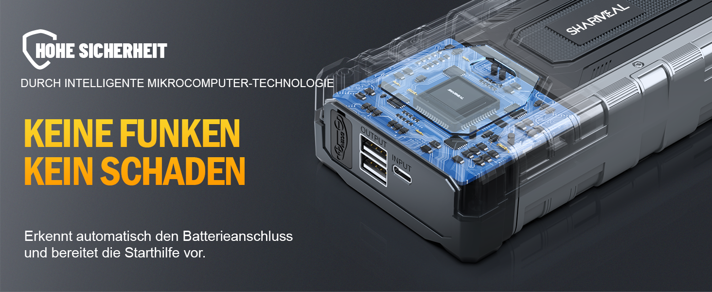 Powerbank для авто SHARMEAL 6000A: старт для бензинових та дизельних двигунів (до 10 л), 12V, LCD, LED ліхтарик