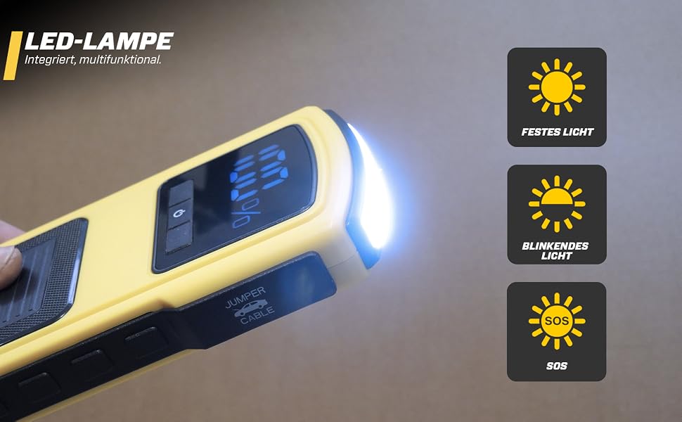 Бустер для автомобіля MAXTOOLS JS500 2200A 22Ah, пусковий пристрій (джампстартер) для 12V дизельних та бензинових двигунів, Powerbank з LED-ліхтарем та USB