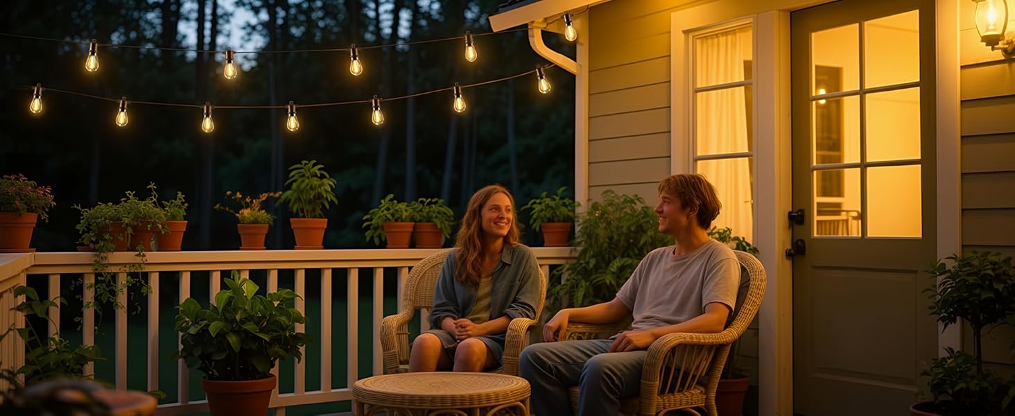 BRIMAX LED гірлянда для вулиці, 30м, 220-240V, IP44, 46+4 лампочки G40 E12 1W, 2200K, розширювана, для кемпінгу, ярмарку, саду, вечірки