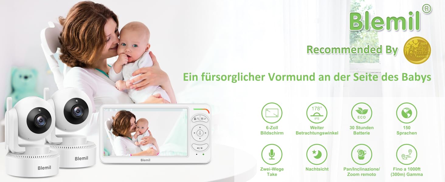 Відеоняня Blemil з 2 камерами, 6