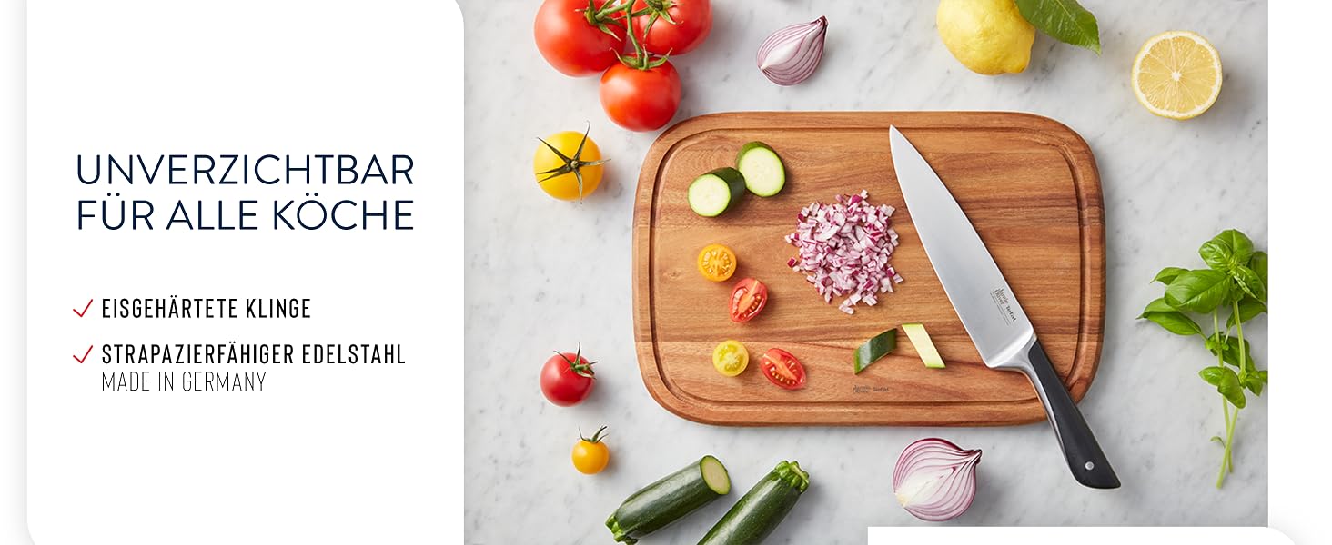 Набір кухонних ножів Jamie Oliver від Tefal з підставкою, 6 предметів: кухонний, сантоку, для хліба, універсальний та ніж для чищення, сталь з криозагартуванням, блок з акації, коричневий, K267S556