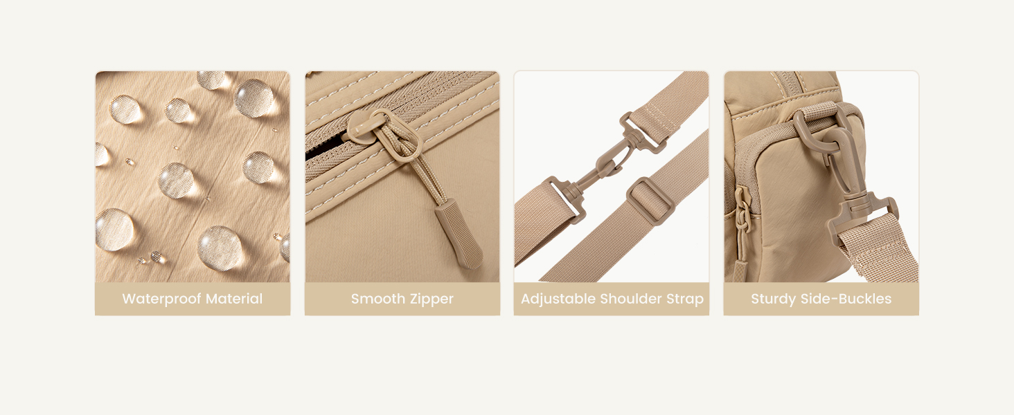 Сумка на плече LOVEVOOK для жінок, чорна сумка через плече середнього розміру з багатьма відділеннями, легка сумка-месенджер для подорожей, офісу, вечірки, відпочинку, бежева