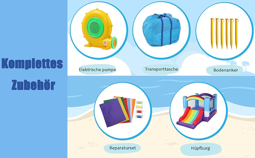 Надувний замок LEADZM з гіркою та насосом, для дітей 3-10 років, 360x240x210 см, ігровий комплекс для дому та вулиці