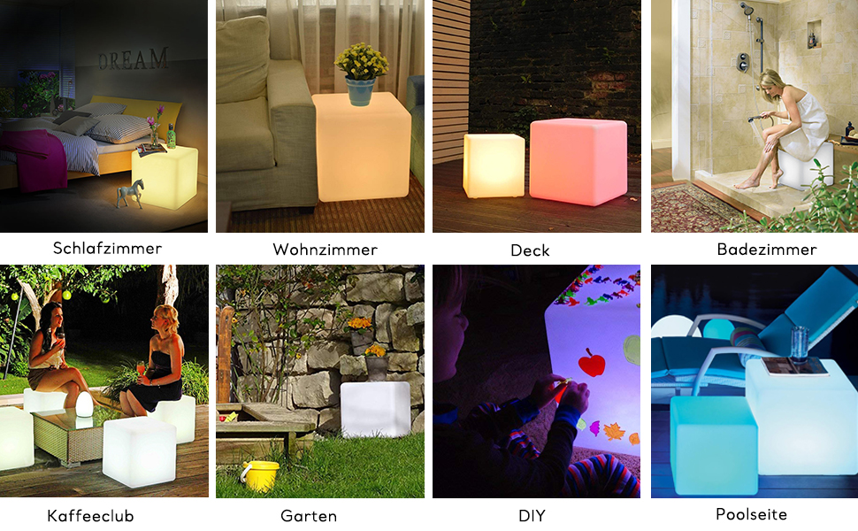 Світлодіодний куб-пуф Mr.Go 30x30x30 см RGB з пультом, акумуляторний, водонепроникний, для дому, спальні, басейну, вечірок