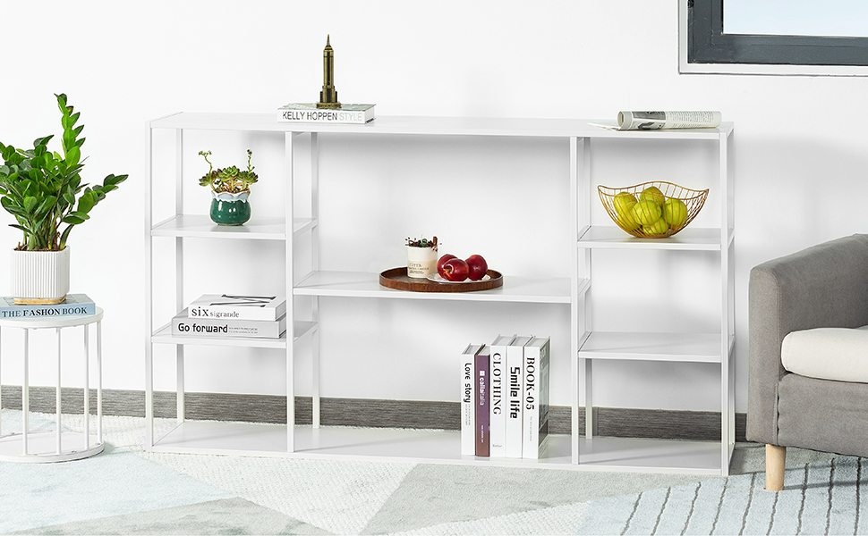 Консольний столик HDANI 120 см з полицями для дому, білий. Розміри: 120 x 30 x 80 см