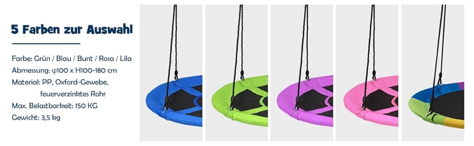 Шоукель DREAMADE для саду: регульована висота, діаметр 100 см, до 150 кг, для дітей та дорослих (блакитний)