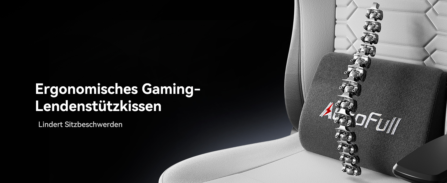 Ігровий крісло AutoFull C3 з ергономічною підтримкою спини | З регульованими підлокітниками, підставкою для ніг, подушками для голови та попереку | Макс. вага 150 кг | Сірий з тканинного покриття