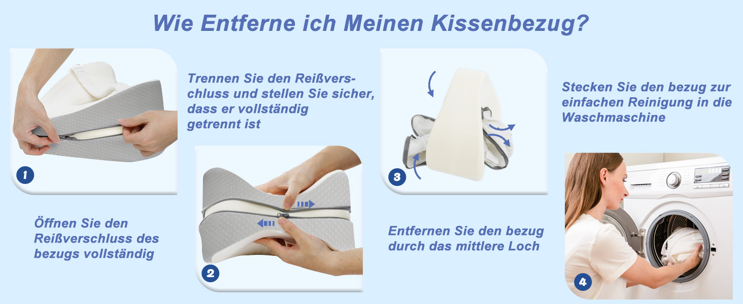 Подушка для сну на боці з піни Memory Foam, ергономічна, з охолоджуючим чохлом, сіра в горошок з ремінцем