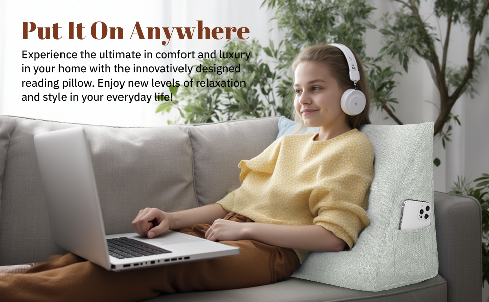 Підвалин для читання Bettkeil, регульоване подушечка для читання, трикутна подушка, подушка-клинок, диванна подушка для попереку, шиї, подушка для спини з знімним льняним чохлом (жовтий (чорний), 45см)
