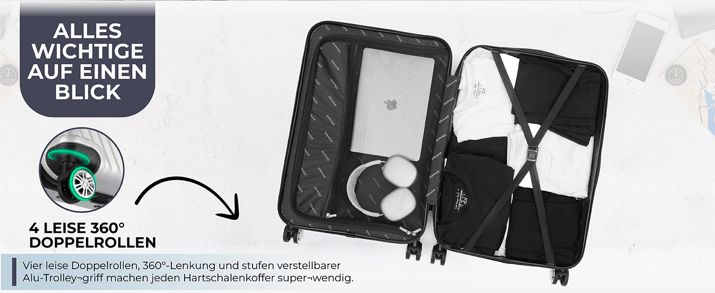 Набір валіз xRace 3-частинний ABS, 20/24/28 дюймів, ручна поклажа, TSA замок, 360° колеса, стійкий до ударів, преміум підкладка (срібний)