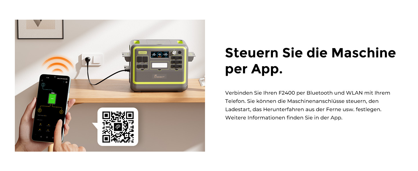 Портативна електростанція FOSSiBOT F2400: 2048Wh LiFePO4, 2400W (4800W пік), 230V, 3 виходи AC, для дому, кемпінгу та резервного живлення