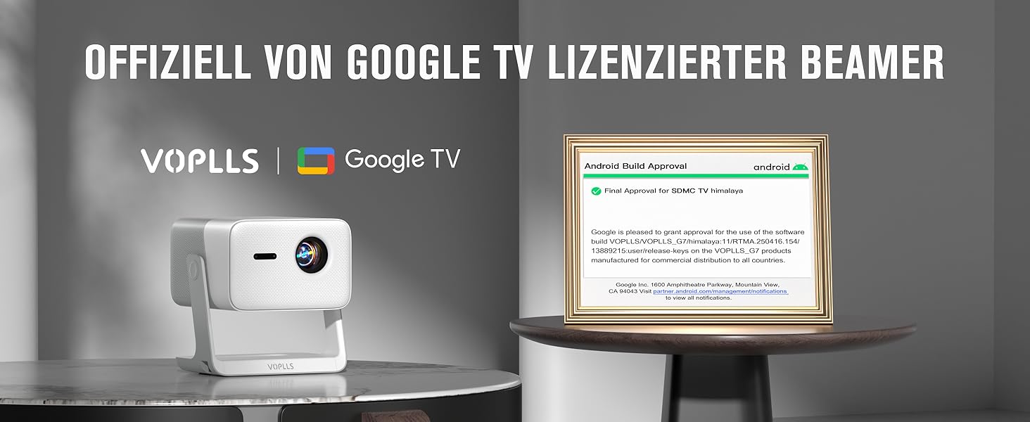 Smart Beamer VOPLLS 1080P Full HD WiFi 800ANSI: Міні-проектор з автофокусом та корекцією трапеції для дому/вулиці, підключення до телефону, сіро-білий
