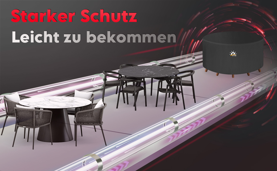 Чохол для садово-патіо меблів Zettum, Ø281 x 73 см, 600D Oxford, водонепроникний, захисна накривка для садового столу та комплектів меблів