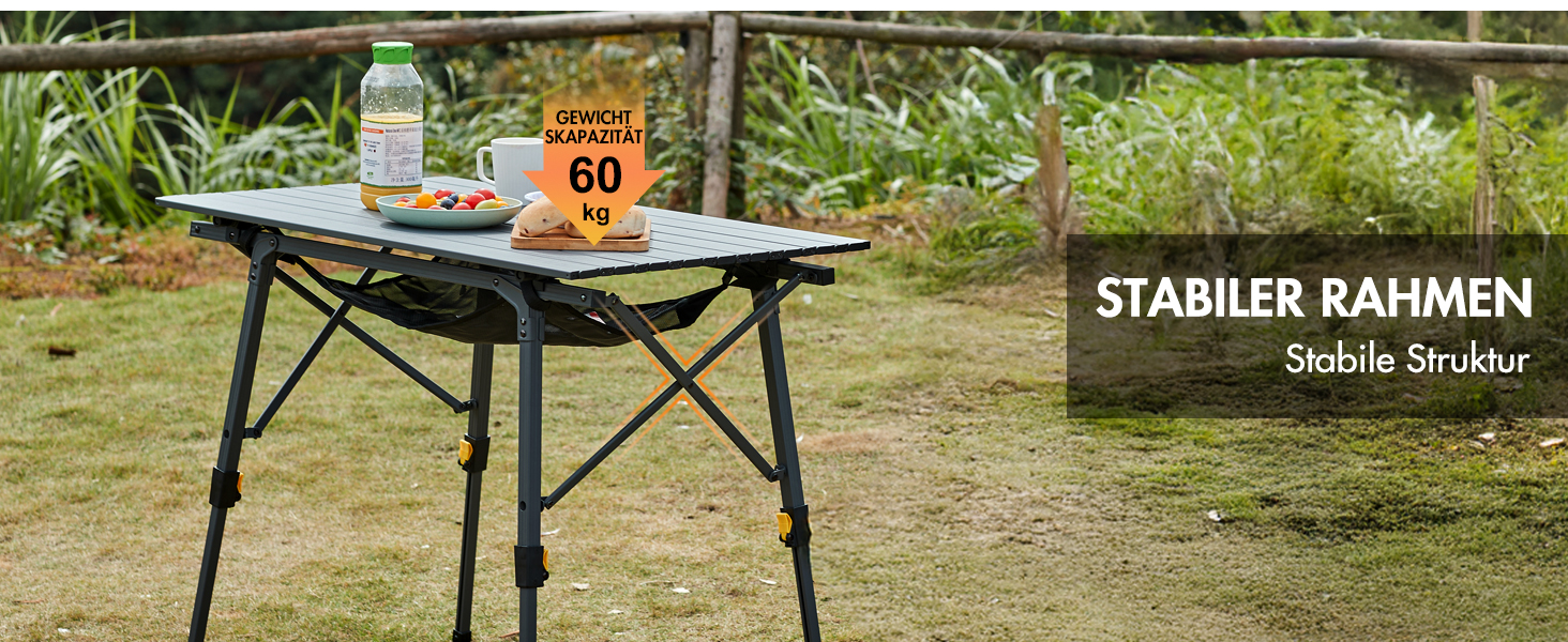 Складаний кемпінговий стіл Portal з регулюванням висоти, алюмінієвий, 90 x 53 см, сірий