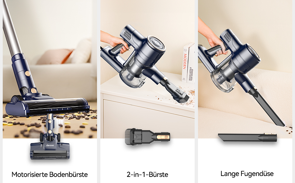 Пилсос YISORA 6-в-1: вертикальний та ручний, з кабелем 6м, потужність 600W, сила всмоктування 23Kpa, без мішка, для твердих поверхонь та килимів, легкий, синій