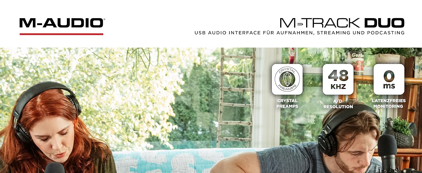 Аудіоінтерфейс M-AUDIO M-Track Duo USB для запису, стрімінгу та подкастингу (2 XLR/Line/DI входи, 48kHz, з програмним забезпеченням)