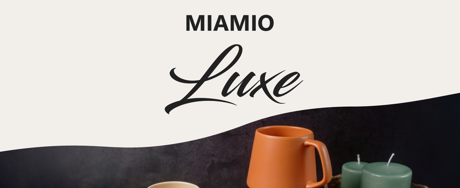 Набір керамічних чашок для кави та чаю MIAMIO Luxe (4 шт, 420 мл) — великі горнятка для капучино та еспресо, бежеві, підходять для мікрохвильової печі та посудомийки