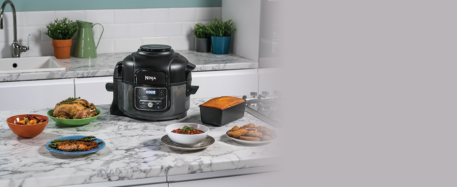 Мультиварка Ninja Foodi 6-in-1 Multi-Cooker Mini [OP100EU] 4.7 л, скороварка 6-в-1, мультипіч, повільна плита, 1460 Вт, сірий/чорний