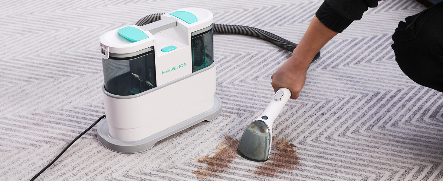 HAUSHOF StainZapper Pro: Миючий пилосос для килимів та меблів, 450W, 12kPa, 1.5+0.8L, з миючим засобом та щіткою для швів. Ефективний видалення плям з килимів, диванів, меблів та авто. Модель HH23111